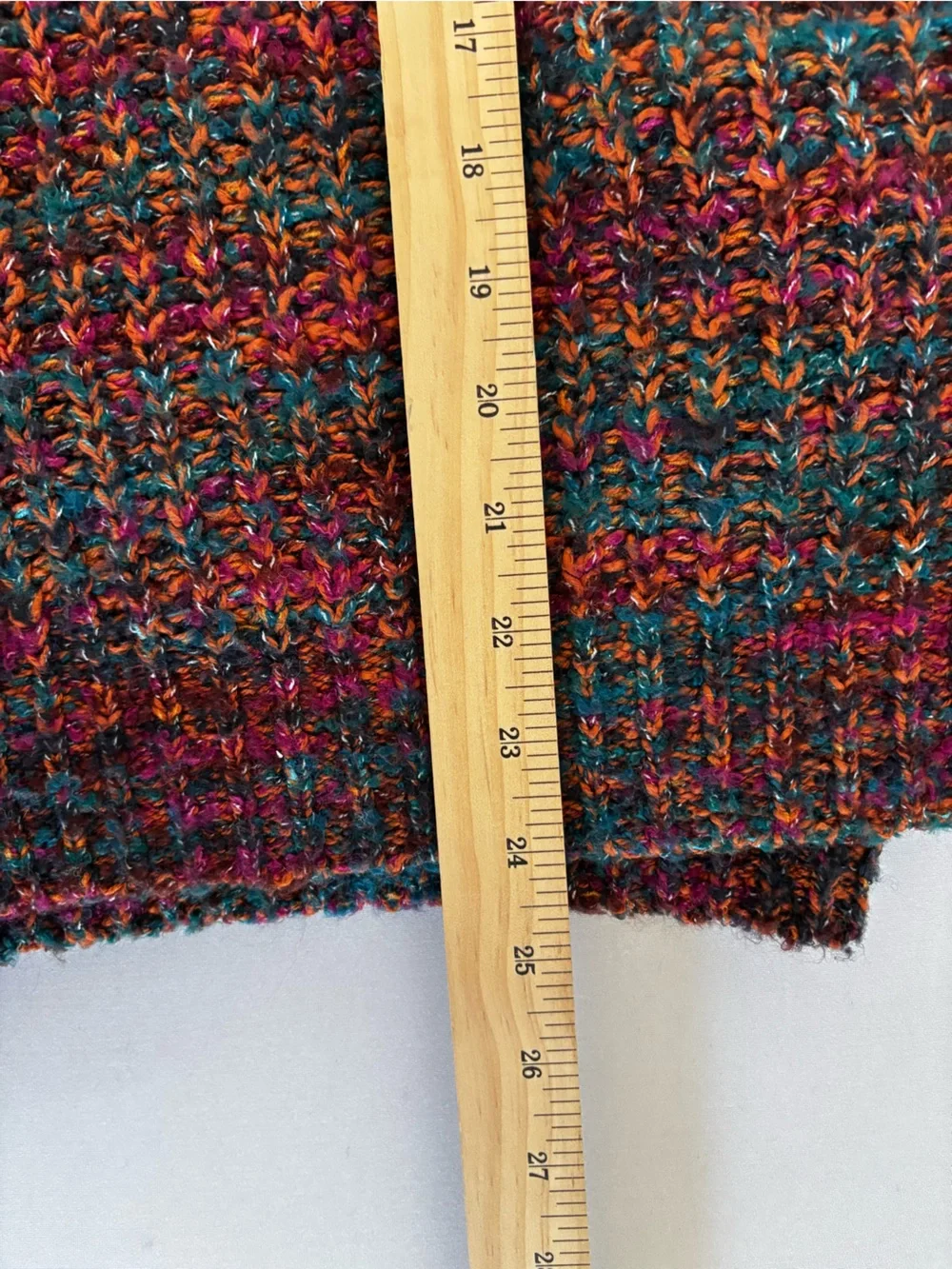 Free People Multicolor Marled Knit Oversized V-Neck Sweater Size Large Boho